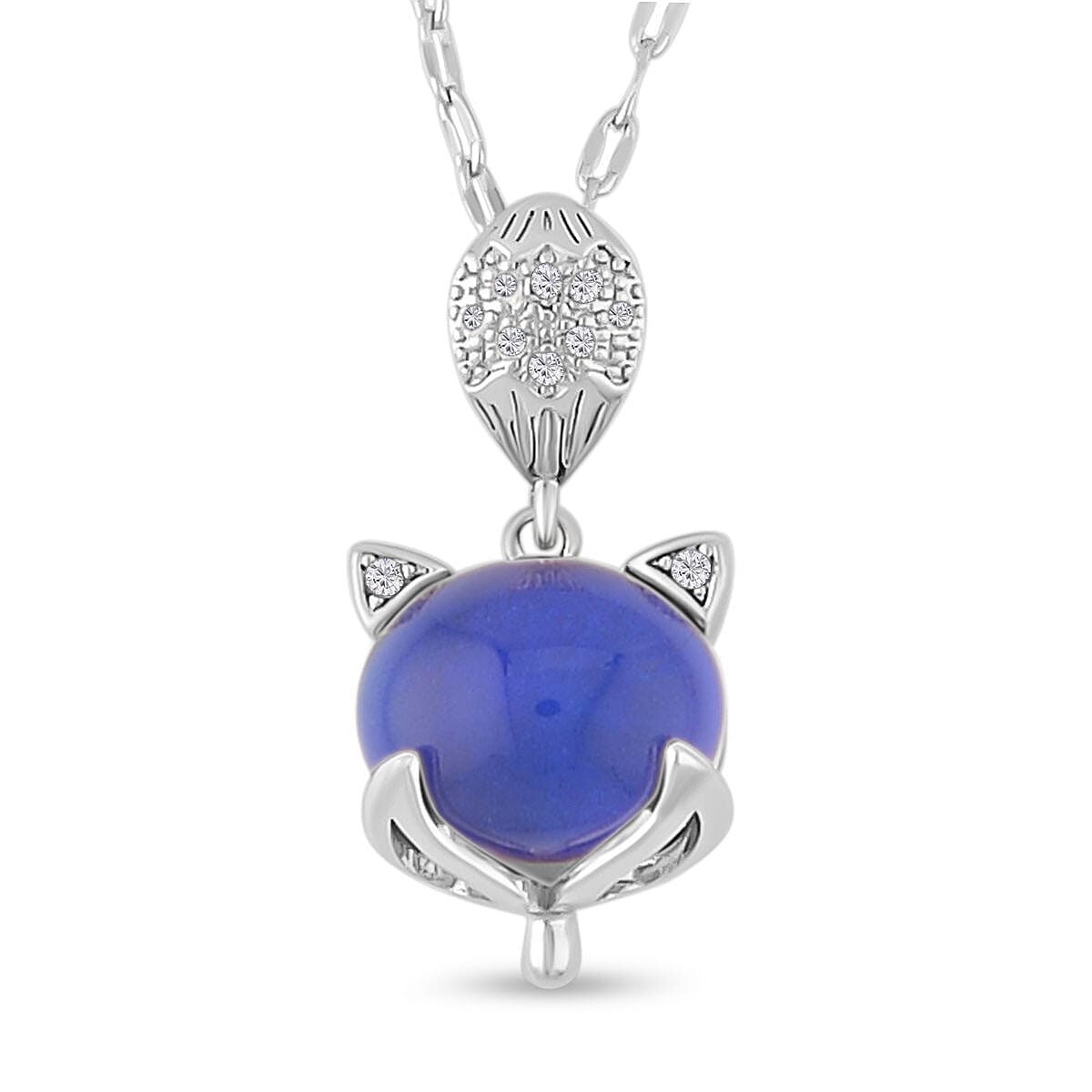 Simulated Diamond and Colour Change Stone Pendant with Chain (Size 20-2 Inch Ext) in Silver Tone 1.02 Ct