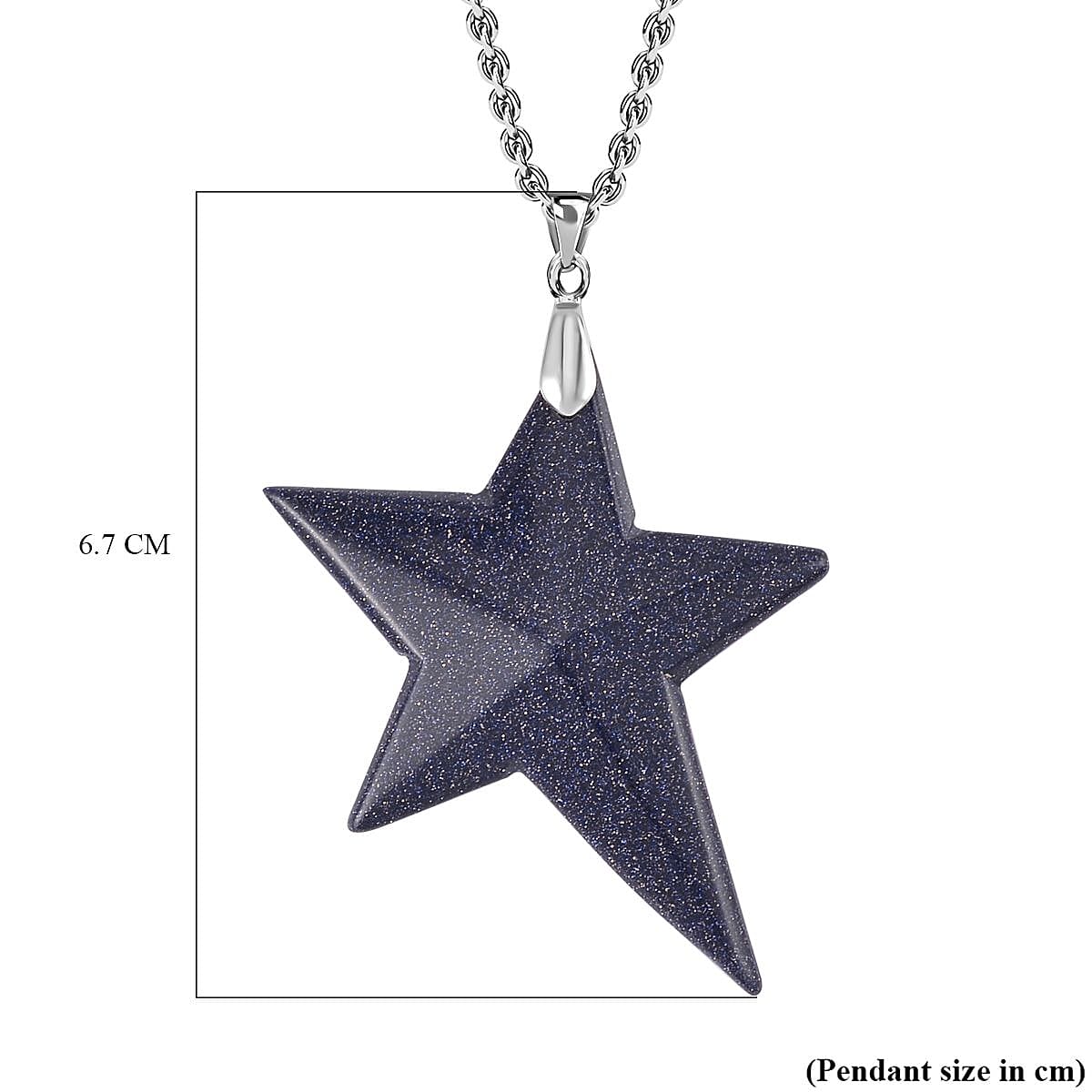 Blue Sandstone Star Pendant with Chain (Size - 20) in Silver Tone