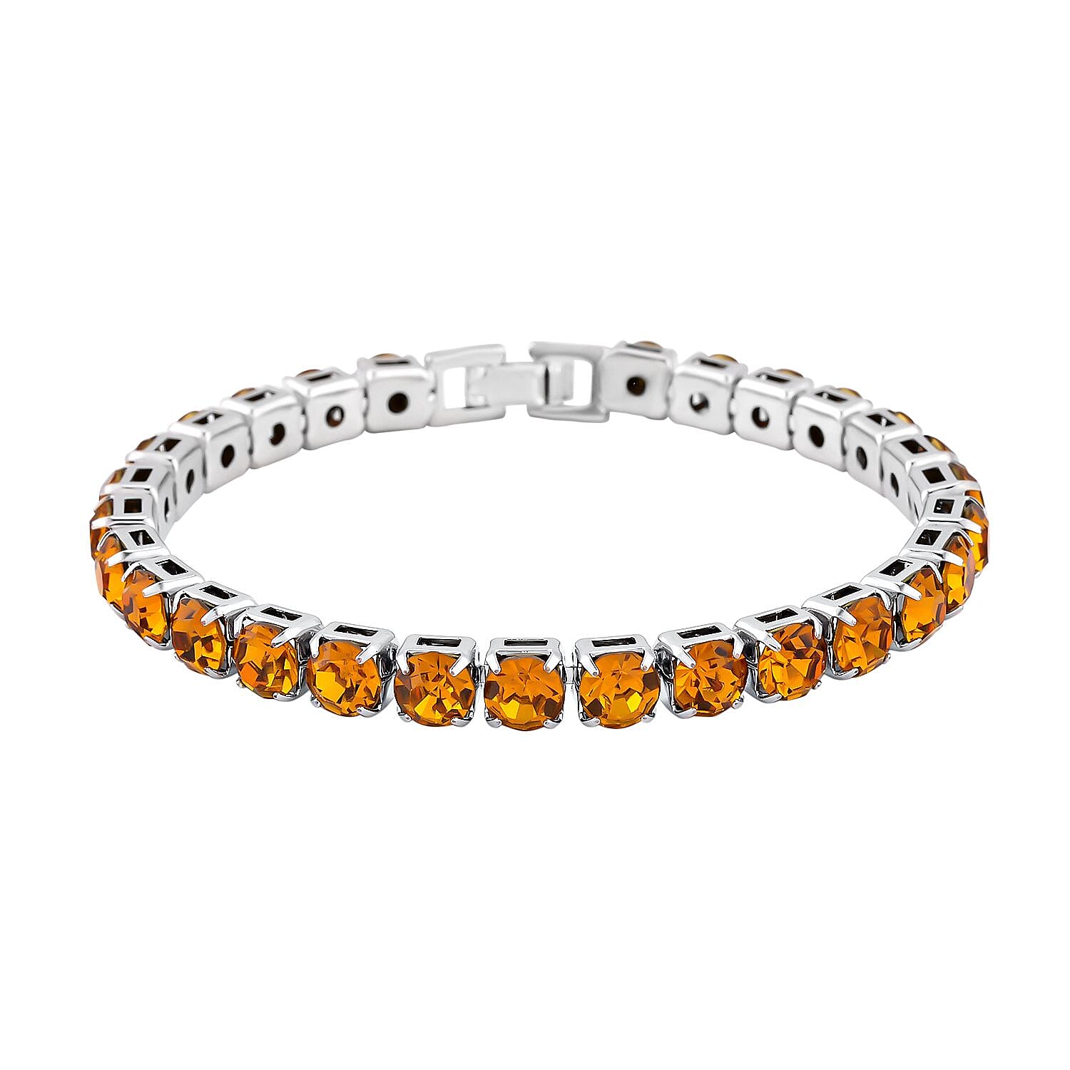 2 Piece Set - Champagne Austrian Crystal Bracelet (Size 7.5 with Bracelet Buddy)