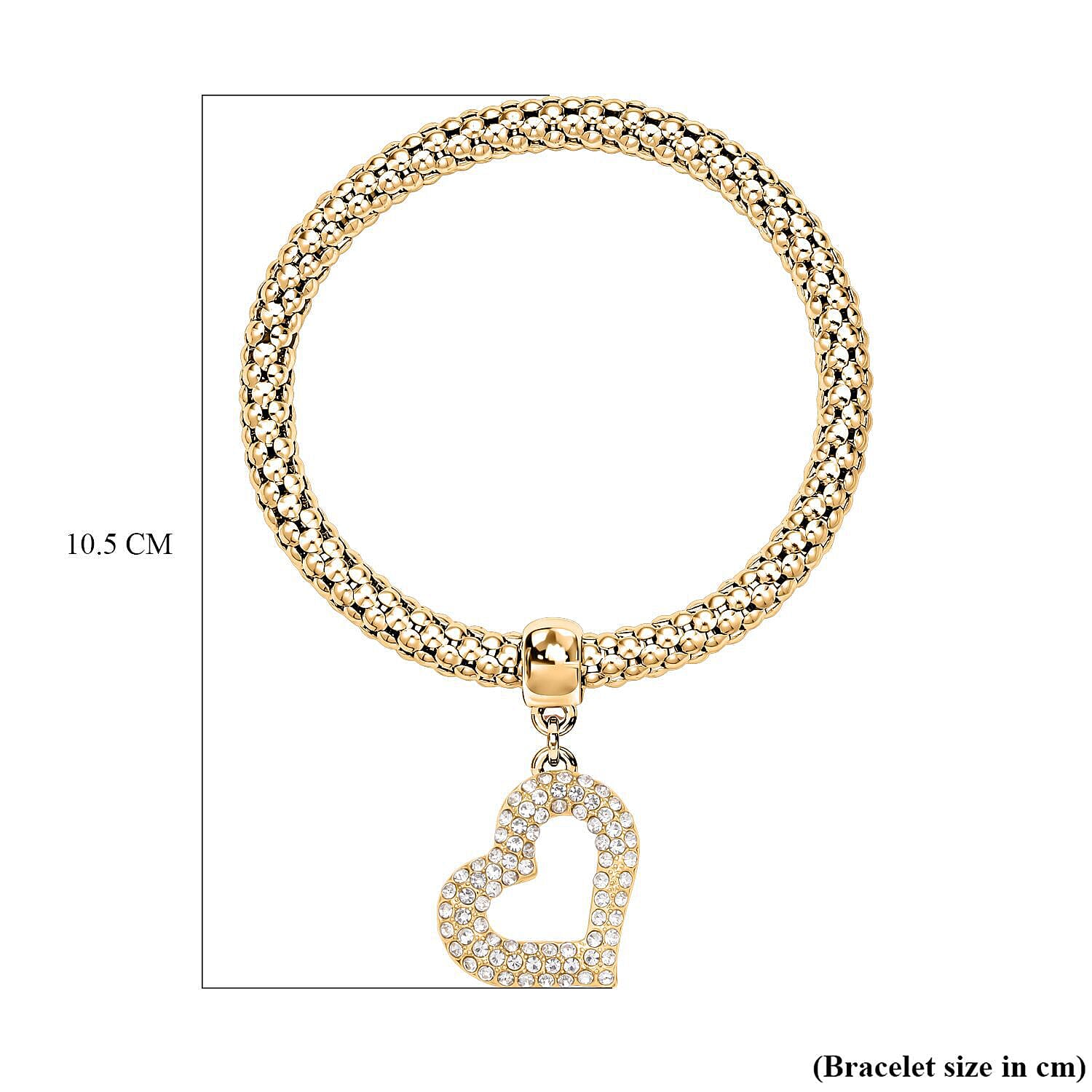 Set of 3 - White Austrian Crystal Pave Bracelets (Size 7.5 Stretchable) With Charms in Three-Tone