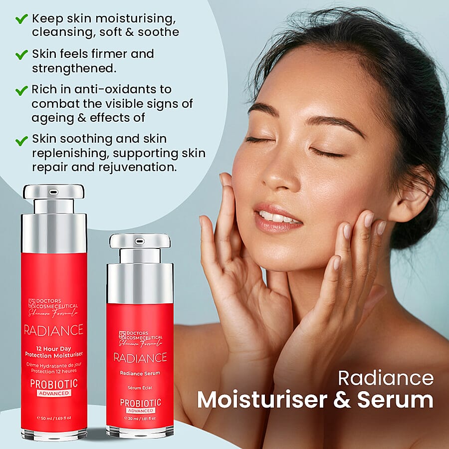 Doctors Formula -Probiotics ADVANCED Radiance- 12Hr Day Moisturiser - 50ml with Probiotics ADVANCED Radiance -Serum - 30ml Duo