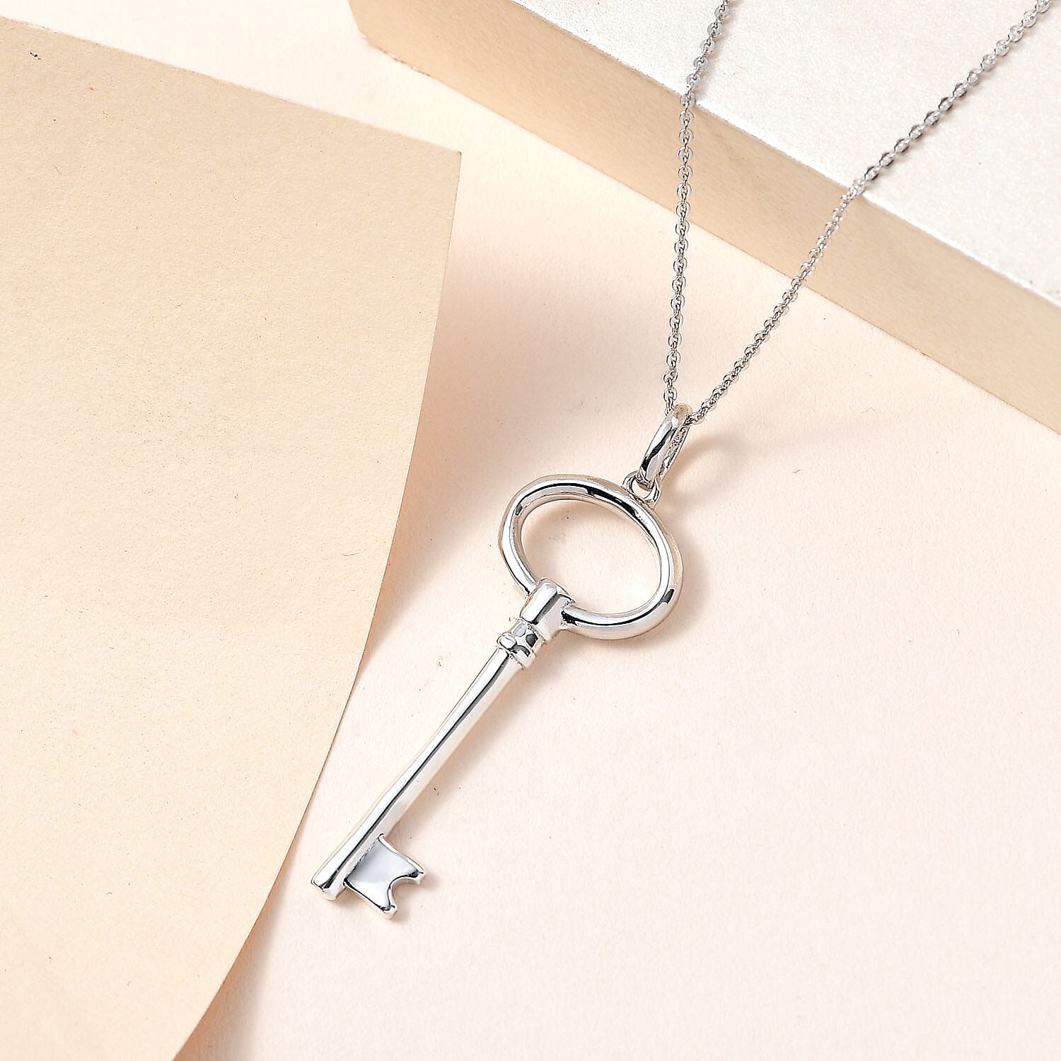 2 Piece Set -  Chain and Fancy Pendant in Platinum Overlay Sterling Silver  Wt. 6.4 Gms