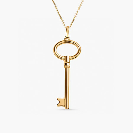 Key Pendant with Chain (Size - 20) in Sterling Silver with 18K Vermeil Yellow Gold