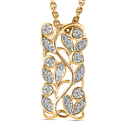 Diamond Pendant with Chain (Size 20) in Sterling Silver with Platium and 18K Vermeil Yellow Gold