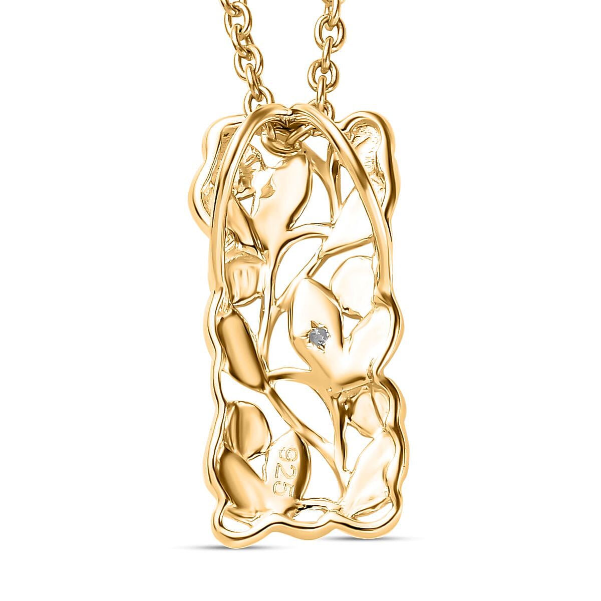 Diamond Pendant with Chain (Size 20) in 18K Vermeil Yellow Gold Plated and Platinum Overlay Sterling Silver Diamond Pendant with Chain (Size 20) in 18K Vermeil Yellow Gold Plated and Platinum Overlay Sterling Silver
