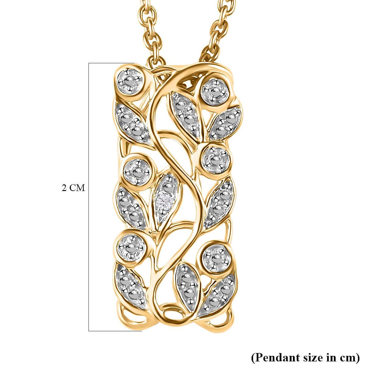 Diamond Pendant with Chain (Size 20) in 18K Vermeil Yellow Gold Plated and Platinum Overlay Sterling Silver Diamond Pendant with Chain (Size 20) in 18K Vermeil Yellow Gold Plated and Platinum Overlay Sterling Silver