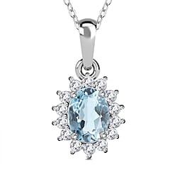 Citrine November Birthstone and Natural Zircon Pendant with Chain (Size 20) in Platinum Overlay Sterling Silver