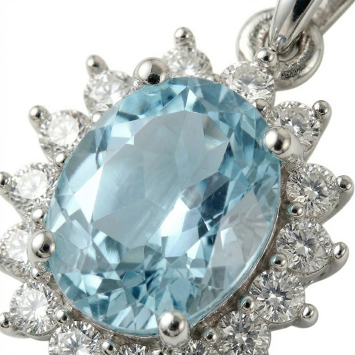 Aquamarine and Natural Zircon Pendant with Chain (Size 20) in Platinum Overlay Sterling Silver 1.12 Ct.