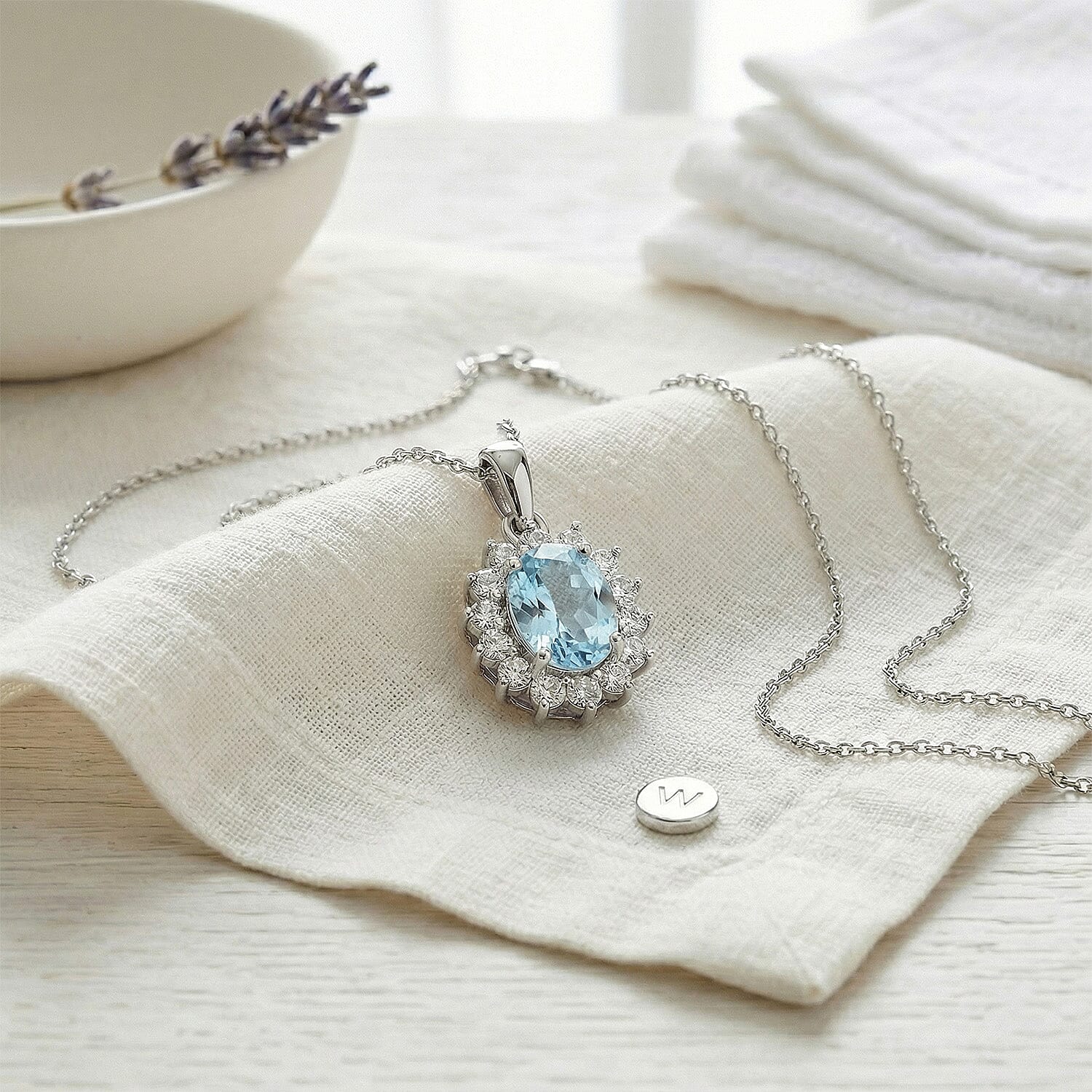 Aquamarine and Natural Zircon Pendant with Chain (Size 20) in Platinum Overlay Sterling Silver 1.12 Ct.