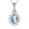 Rainbow Moonstone and Natural Zircon Halo Pendant with Chain (Size - 20) in Platinum Overlay Sterling Silver