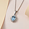 Aquamarine and Natural Cambodian Zircon Pendant with Chain (Size 20) in Platinum Overlay Sterling Silver 1.12 Ct.