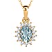 African Ruby (FF) and Natural Cambodian Zircon Pendant with Chain (Size - 20) in 18K Vermeil Yellow Gold Plated Sterling Silver