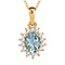 Rainbow Moonstone and Natural Zircon Halo Pendant with Chain (Size - 20) in 18K Vermeil Yellow Gold Plated Sterling Silver