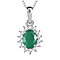 African Ruby (FF) and Natural Zircon Halo Pendant with Chain (Size - 20) in Platinum Overlay Sterling Silver 1.36 Ct