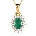 African Ruby (FF) and Natural Cambodian Zircon Pendant with Chain (Size - 20) in 18K Vermeil Yellow Gold Plated Sterling Silver