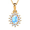 Ethiopian Welo Opal and Natural Zircon Pendant with Chain (Size-20) in 18K Vermeil Yellow Gold Plated Sterling Silver