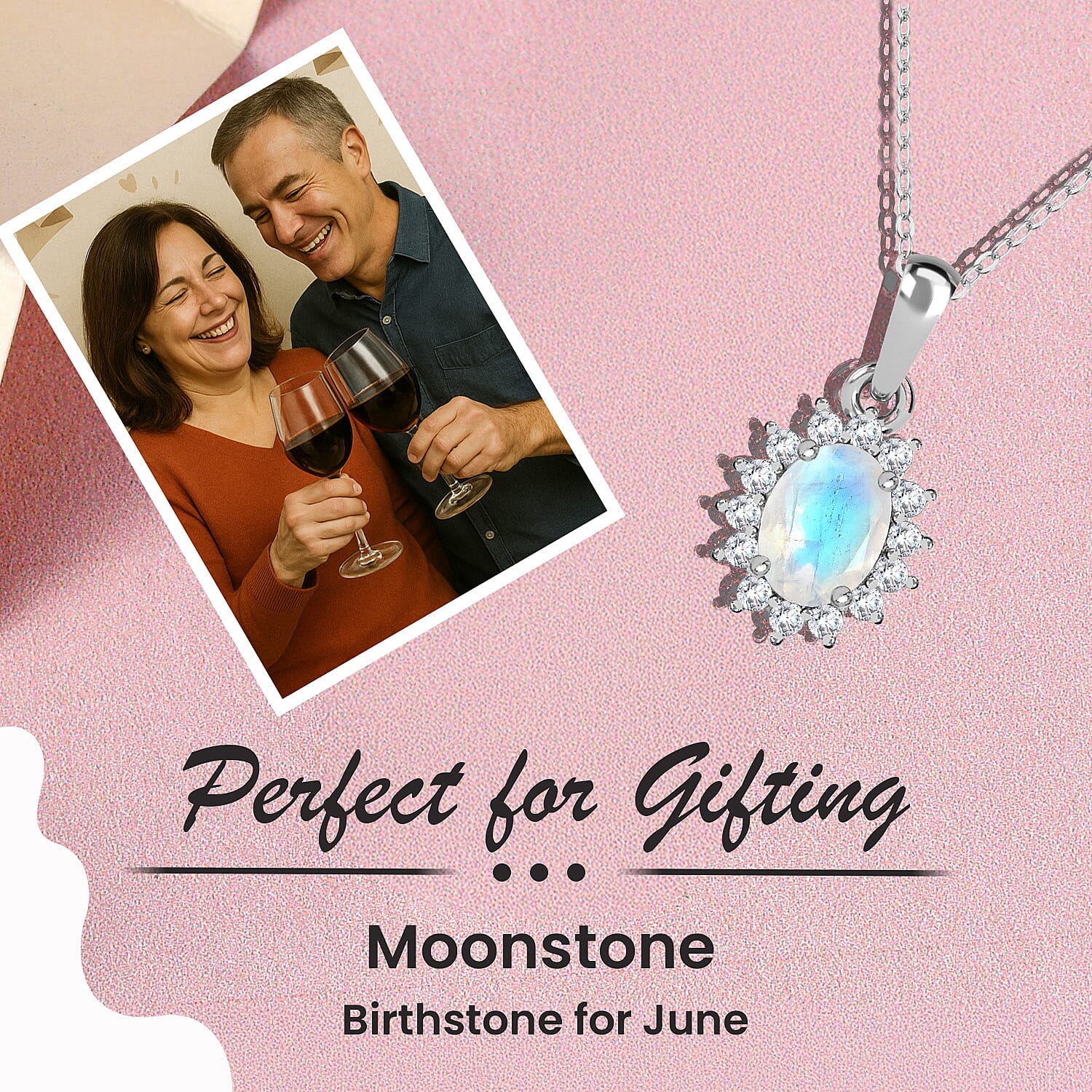 Rainbow Moonstone and Natural Zircon Halo Pendant with Chain (Size - 20) in Platinum Overlay Sterling Silver