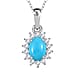 Halo Pendant with Chain in Platinum Overlay Sterling Silver