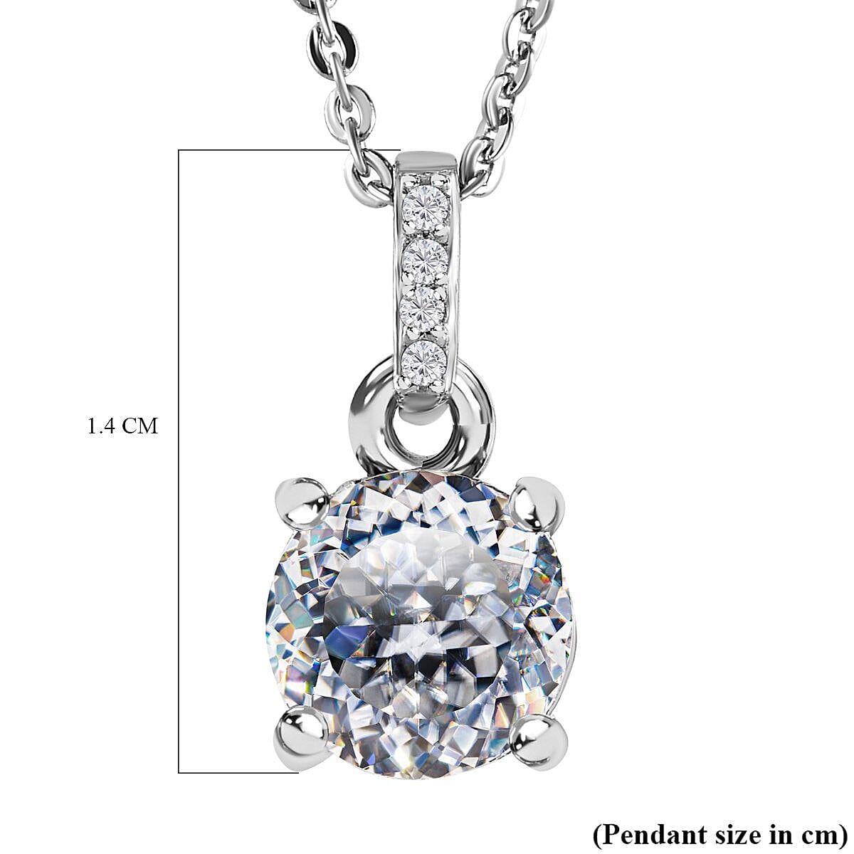 Moissanite Pendant with Chain (Size 20) in Platinum Overlay Sterling Silver 1.020 Ct