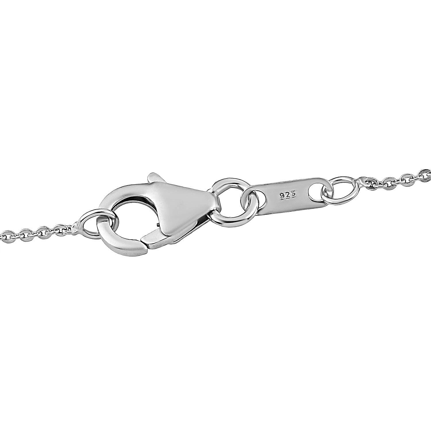 Moissanite Chain (size 20) and Fancy Pendant in Platinum Overlay Sterling Silver  0.090  Ct.