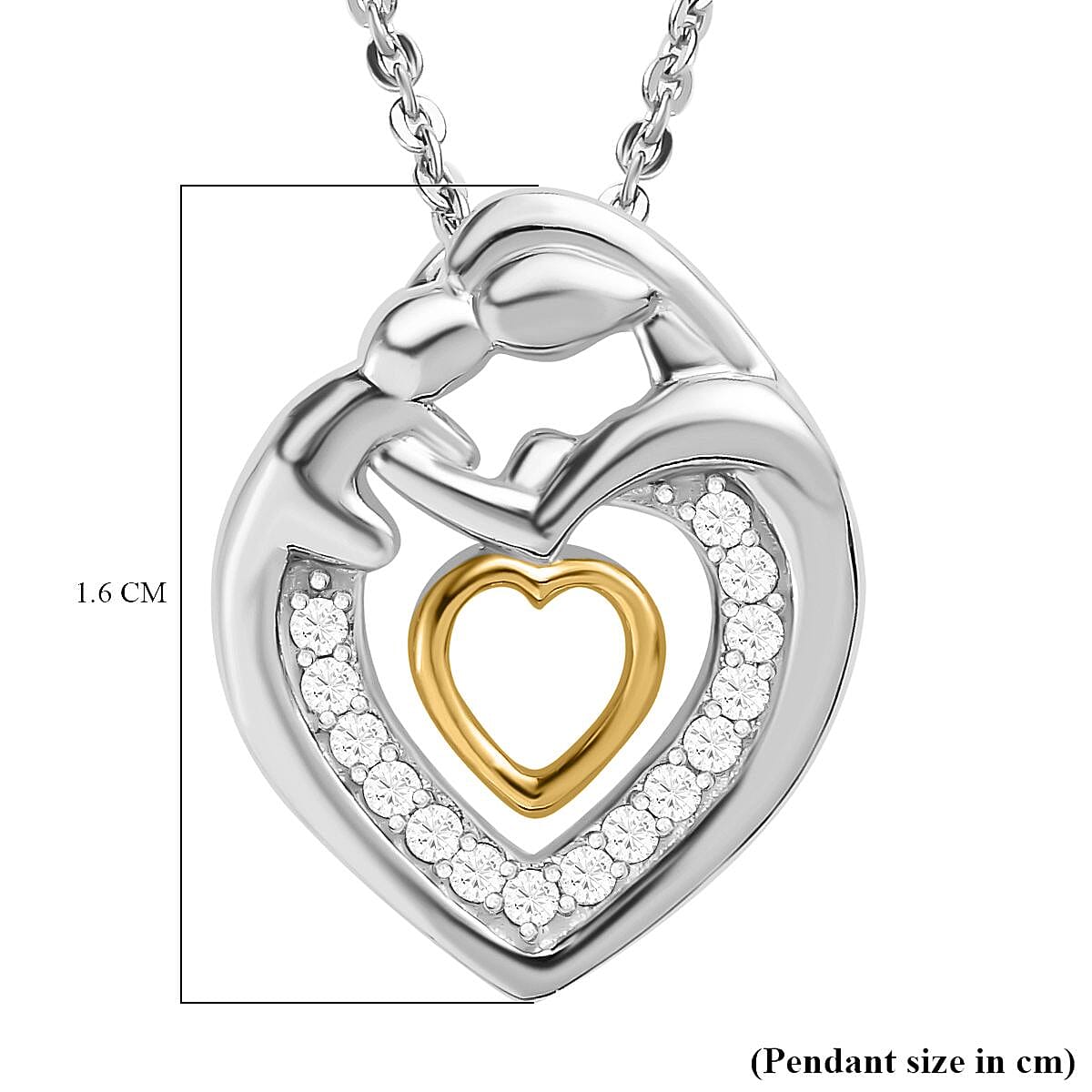 Moissanite Chain (size 20) and Fancy Pendant in Platinum Overlay Sterling Silver  0.090  Ct.