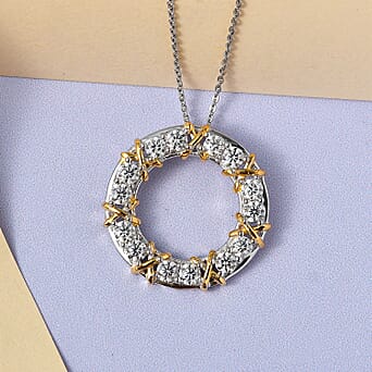 https://tjcuk.sirv.com/Products/41/4/4145874/Moissanite-Circle-Pendant-with-Chain-Size-20-in-Two-Tone-Overlay-Sterl_4145874_2.jpg?w=342&h=342
