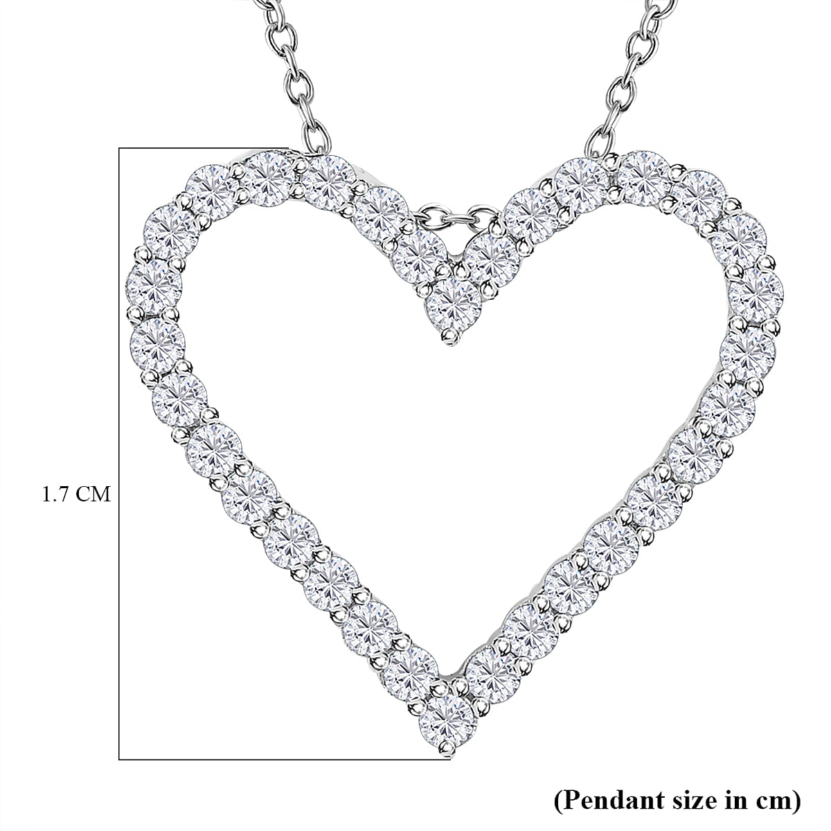 9K White Gold & Diamond Heart Pendant with Chain (Size 20) in Rhodium Overlay 0.50 Ct.