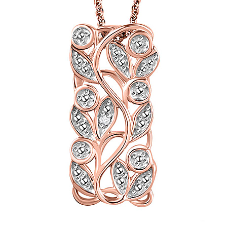 Diamond Pendant with Chain (Size 20) in Sterling Silver with Platium and 18K Vermeil Rose Gold