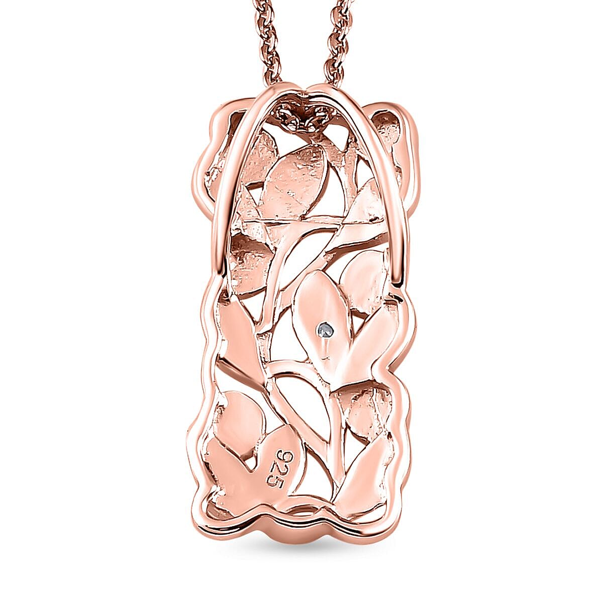 Diamond Pendant with Chain (Size 20) in 18K Rose Gold Vermeil Plated Sterling Silver 0.01 Ct.