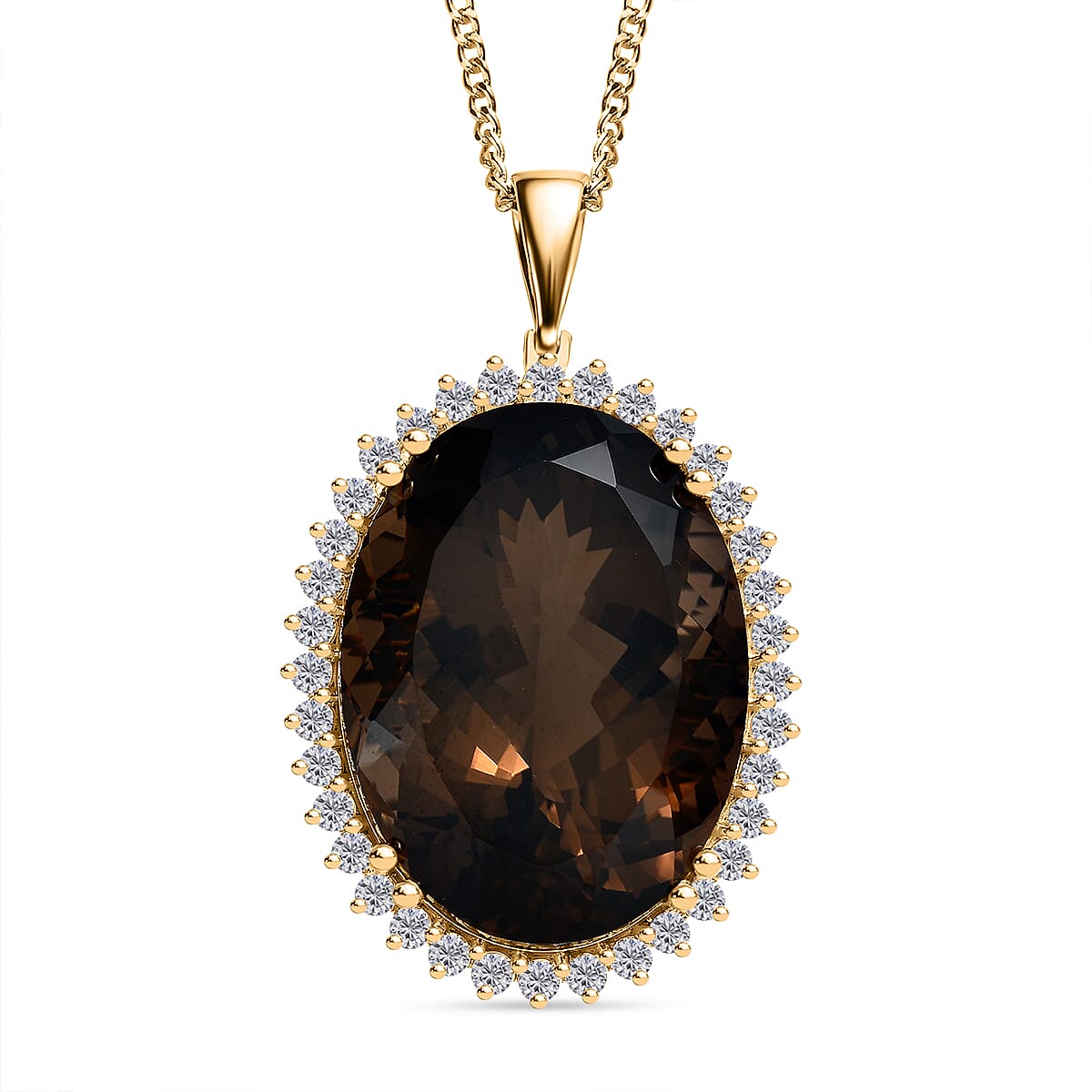 Smoky factory Topaz 18K Gold Filled Sterling Silver Pendant