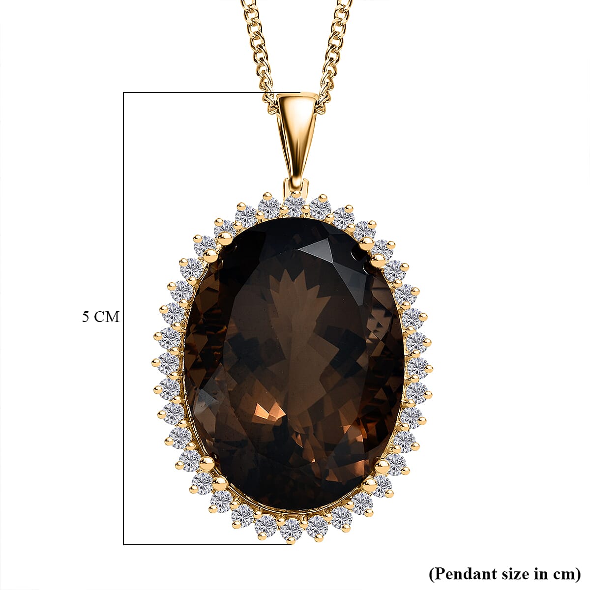 Smoky Quartz & Natural Zircon Pendant with Chain (Size 20) 18K Yellow Gold Vermeil Plated Sterling Silver 70.53 Ct, Silver Wt. 14.47 Gms