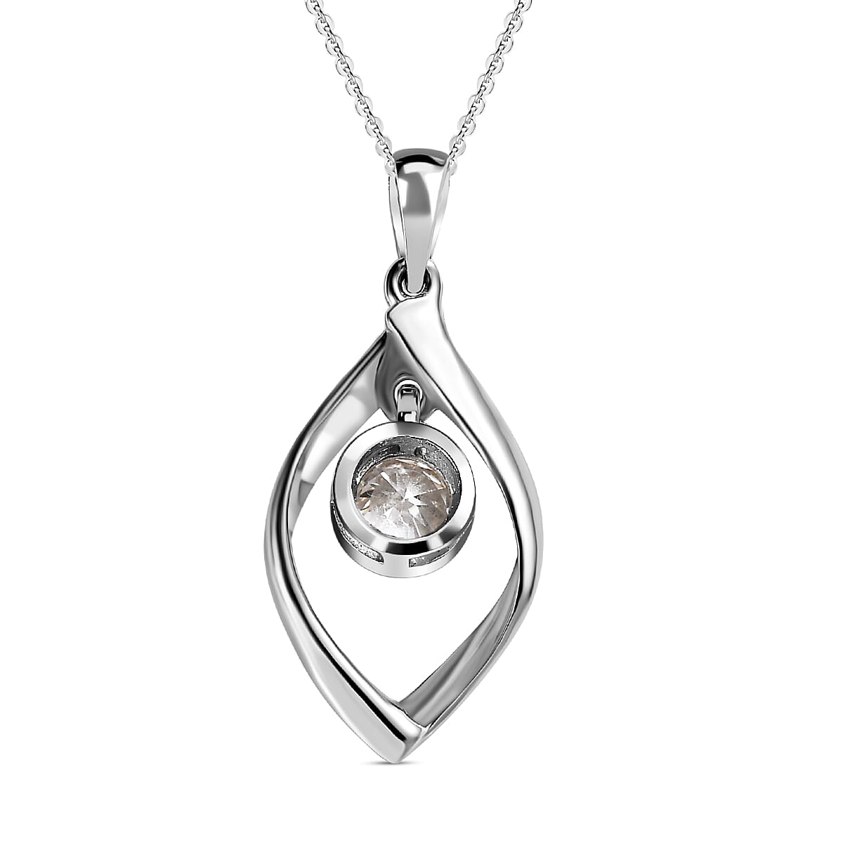 Moissanite Pendant with Chain (Size 20) in Vermeil Yellow Gold and Platinum Plated Sterling Silver