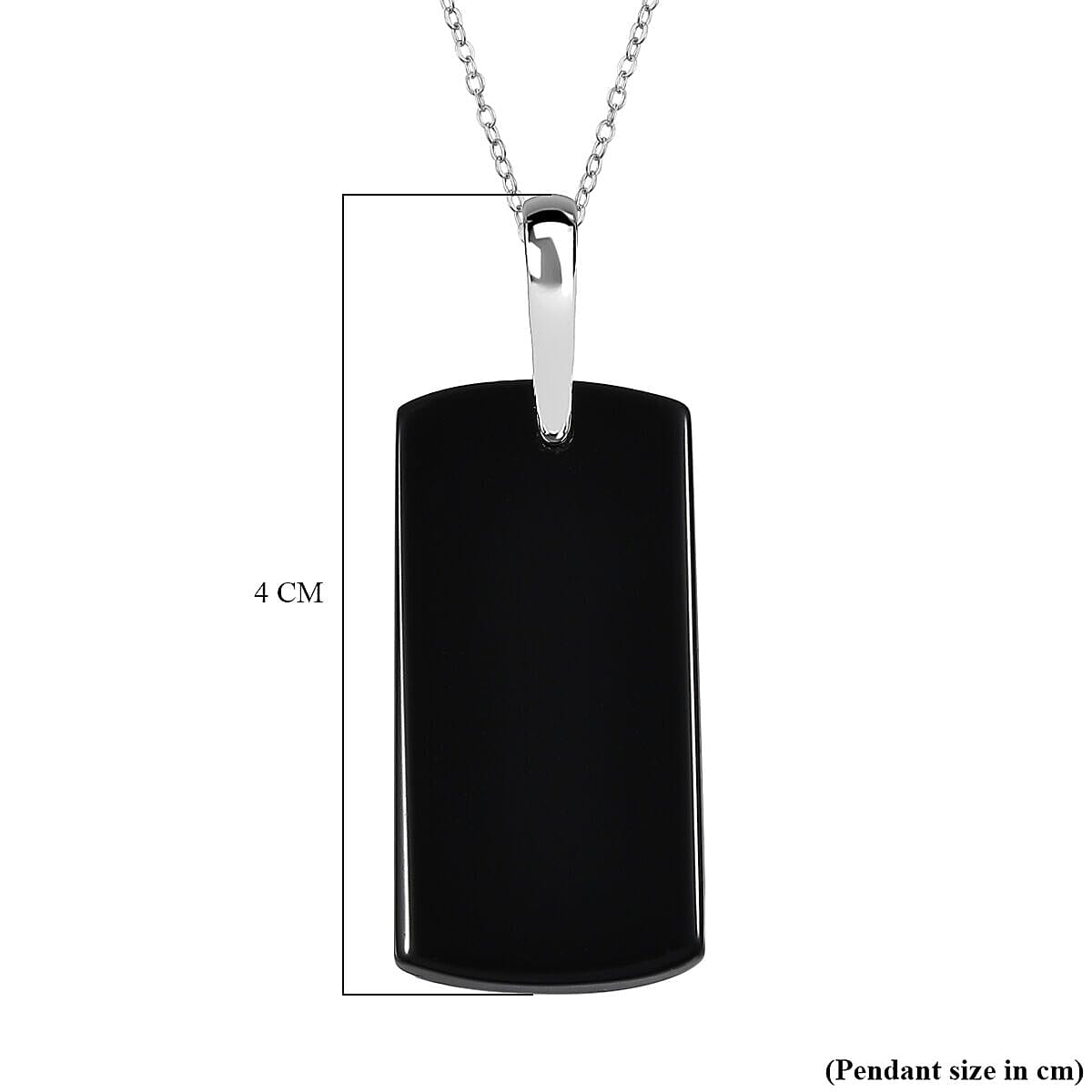 Black Onyx Pendant With Chain (Size 20) in Platinum Overlay Sterling Silver 15.0 Ct