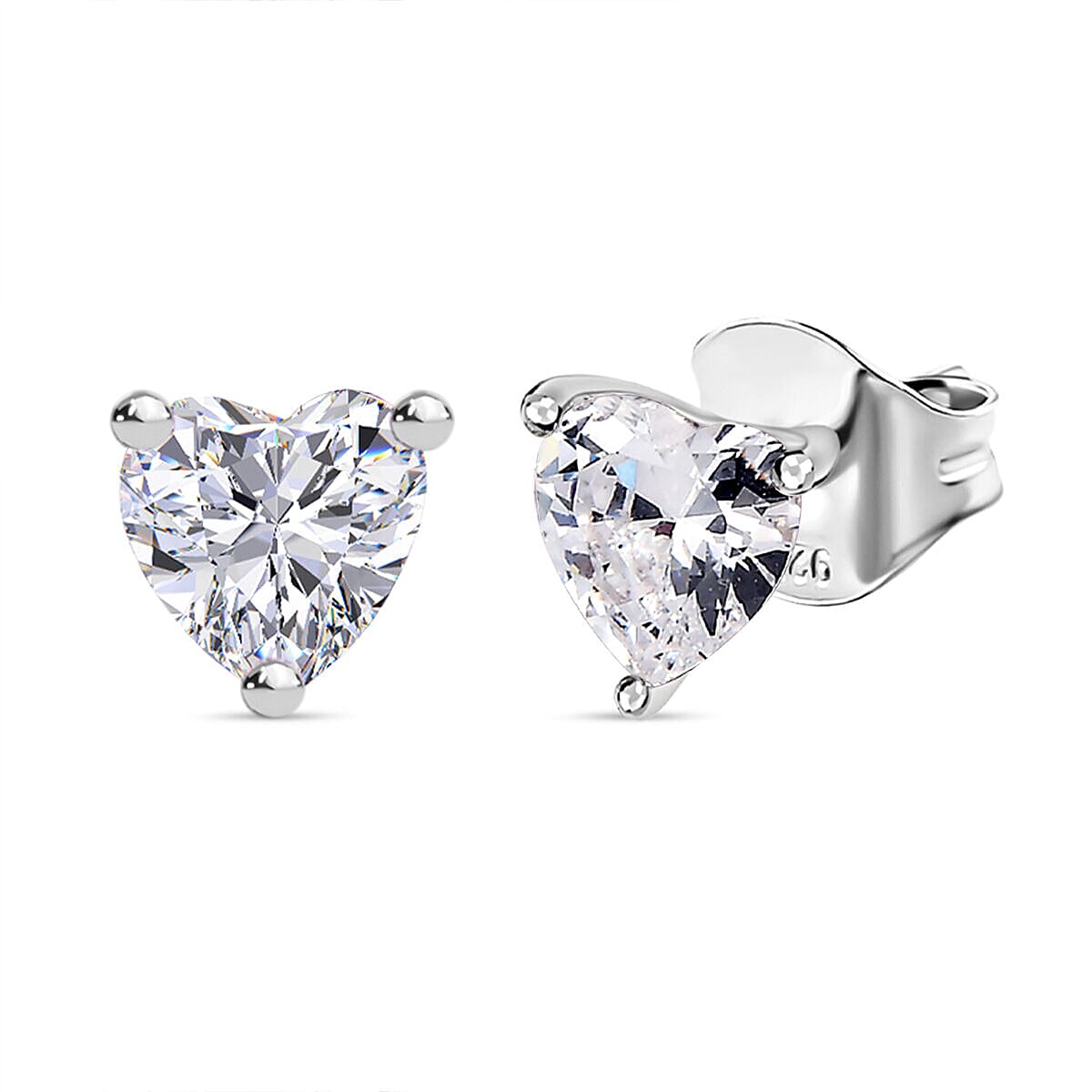 Set of 3 - Simulated Diamond Solitaire Stud Earrings Sterling Silver