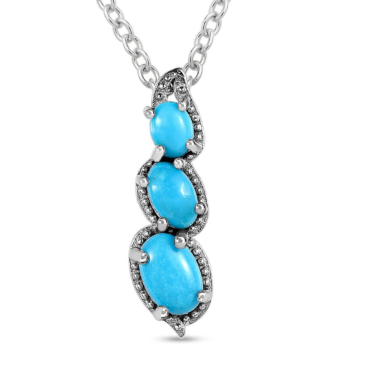 Arizona Sleeping Beauty Turquoise Pendant with Chain (Size 20) in Platinum Overlay Sterling Silver