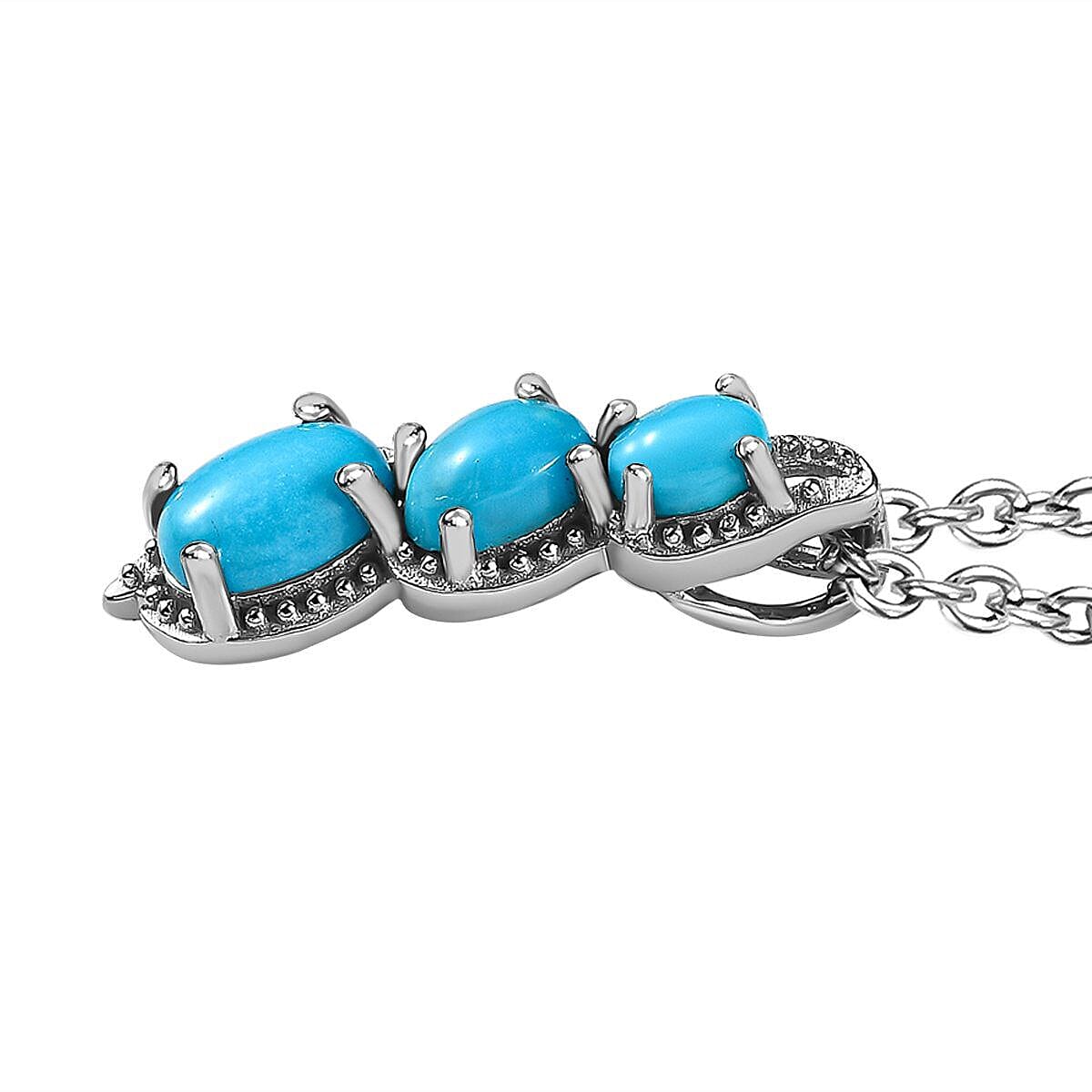 Arizona Sleeping Beauty Turquoise Pendant with Chain (Size 20) in Platinum Overlay Sterling Silver