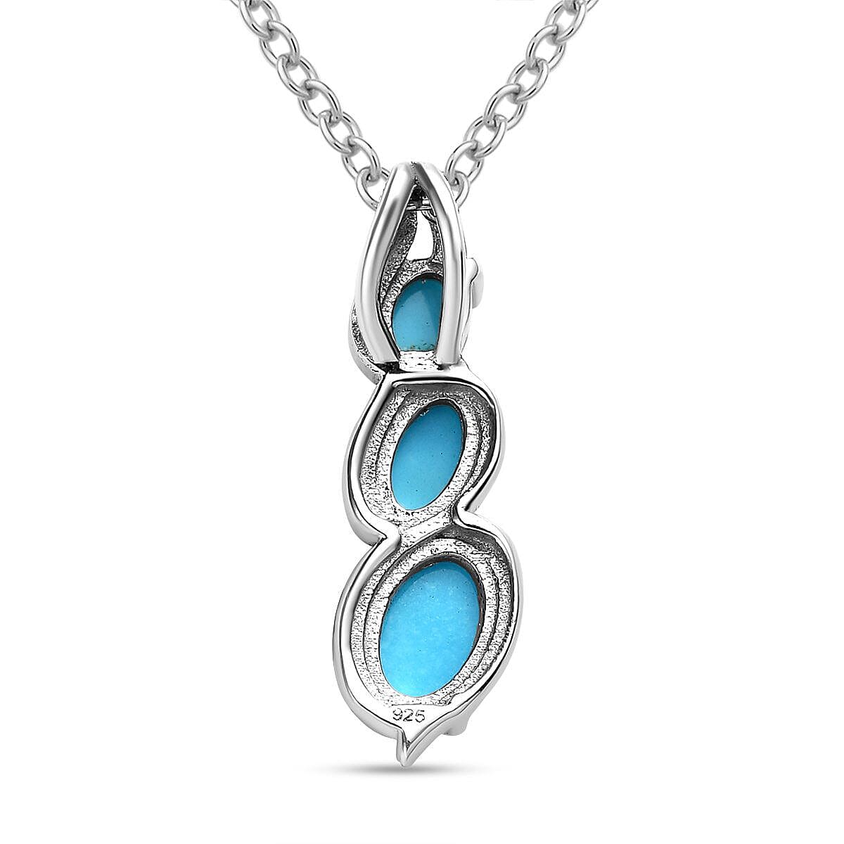 Arizona Sleeping Beauty Turquoise Pendant with Chain (Size 20) in Platinum Overlay Sterling Silver