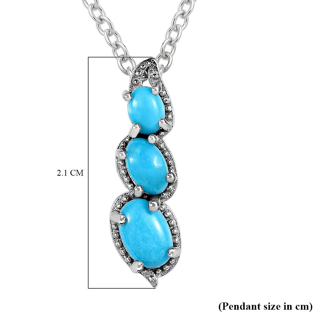 Arizona Sleeping Beauty Turquoise Pendant with Chain (Size 20) in Platinum Overlay Sterling Silver