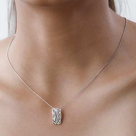 Diamond Pendant with Chain (Size 20) in 18K Yellow Gold Vermeil & Two Tone Plating