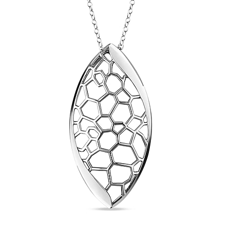 Lucy Q Honeycomb Collection - Rhodium Overlay Sterling Silver Pendant with Chain (Size 18/20/24 Inch), Silver Wt. 5.00 Gms
