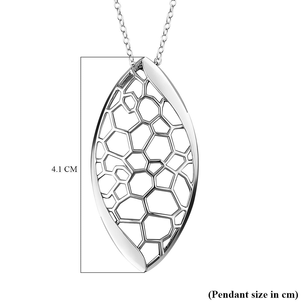Lucy Q Honeycomb Collection - Rhodium Overlay Sterling Silver Pendant with Chain (Size 18-20-24 Inch)