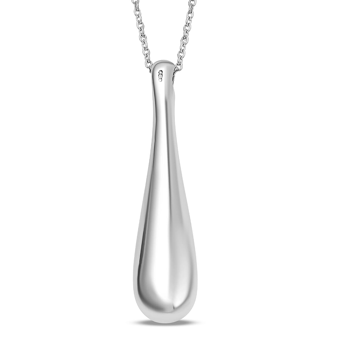 LucyQ Drip Collection - Pendant with Chain (Size - 18-28-32) in Rhodium Overlay Sterling Silver, Silver Wt. 30.80 Gms