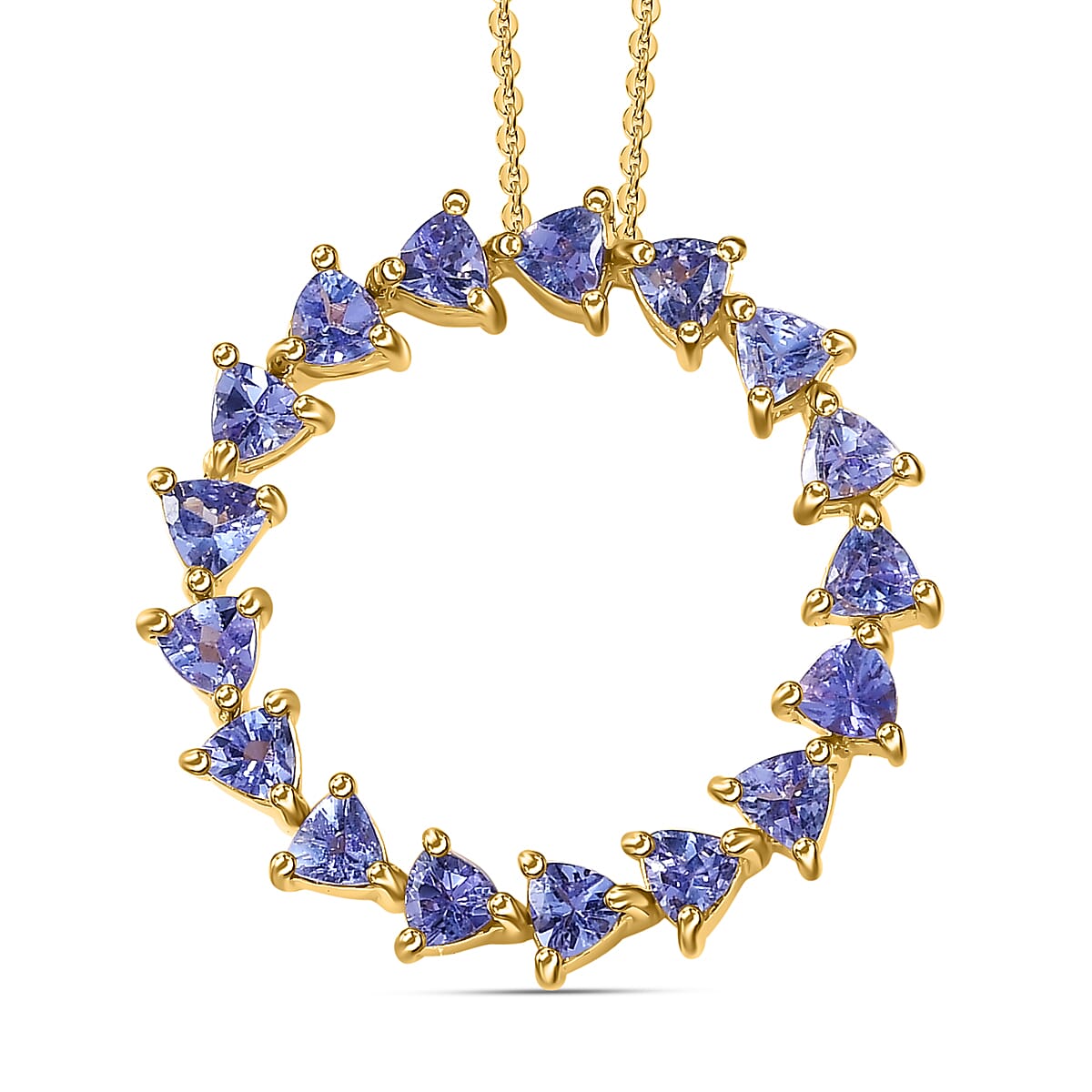 Tanzanite Pendant with Chain (Size 20) in 18K Vermeil Yellow Gold Plated Sterling Silver 1.70 Ct