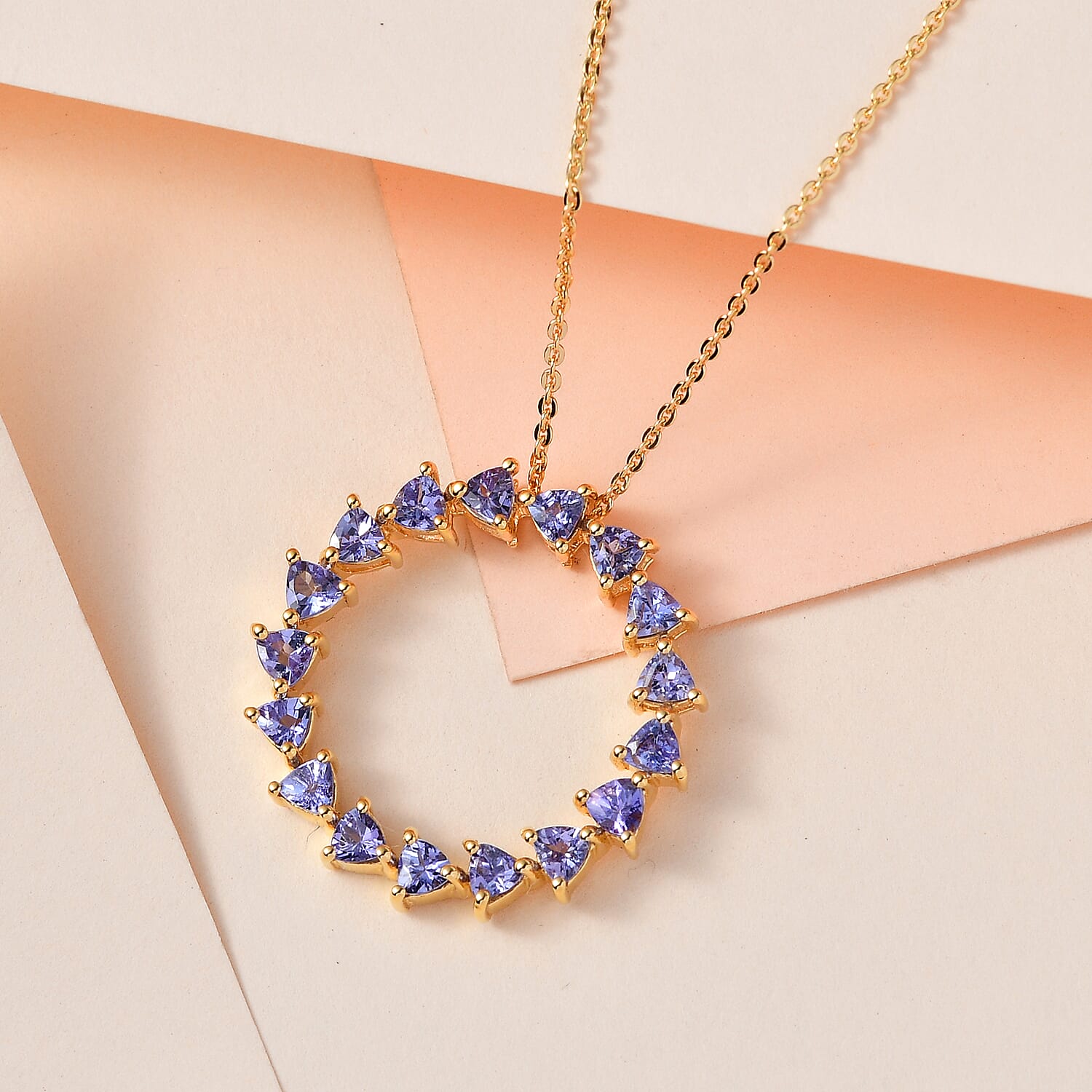 Tanzanite Pendant with Chain (Size 20) in 18K Vermeil Yellow Gold Plated Sterling Silver 1.70 Ct