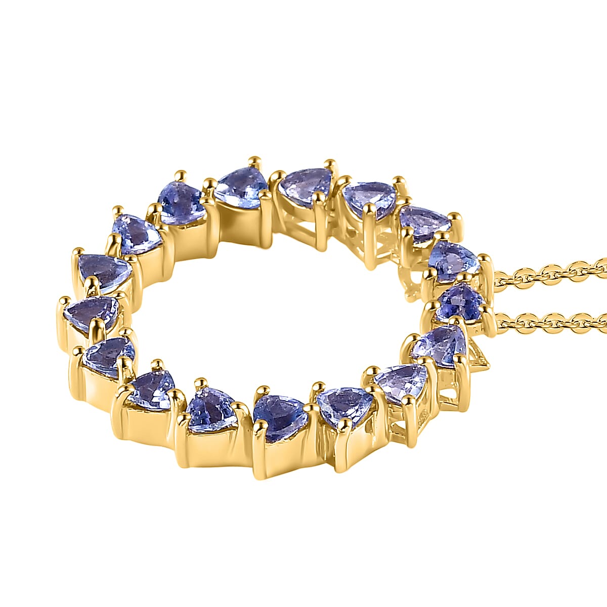 Tanzanite Pendant with Chain (Size 20) in 18K Vermeil Yellow Gold Plated Sterling Silver 1.70 Ct