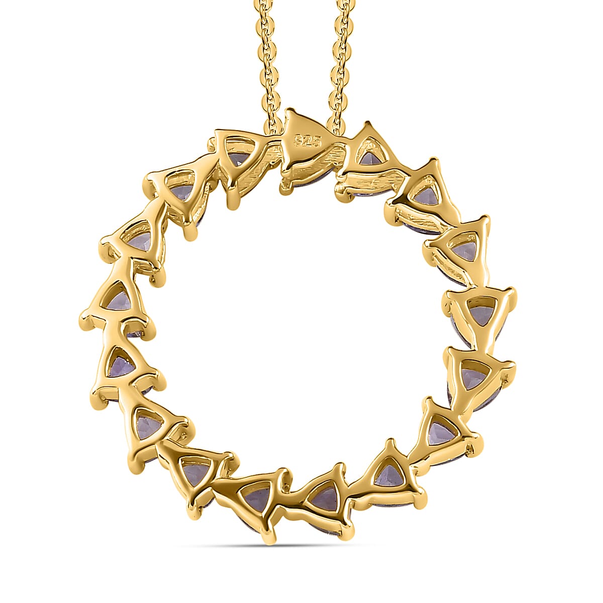 Tanzanite Pendant with Chain (Size 20) in 18K Vermeil Yellow Gold Plated Sterling Silver 1.70 Ct