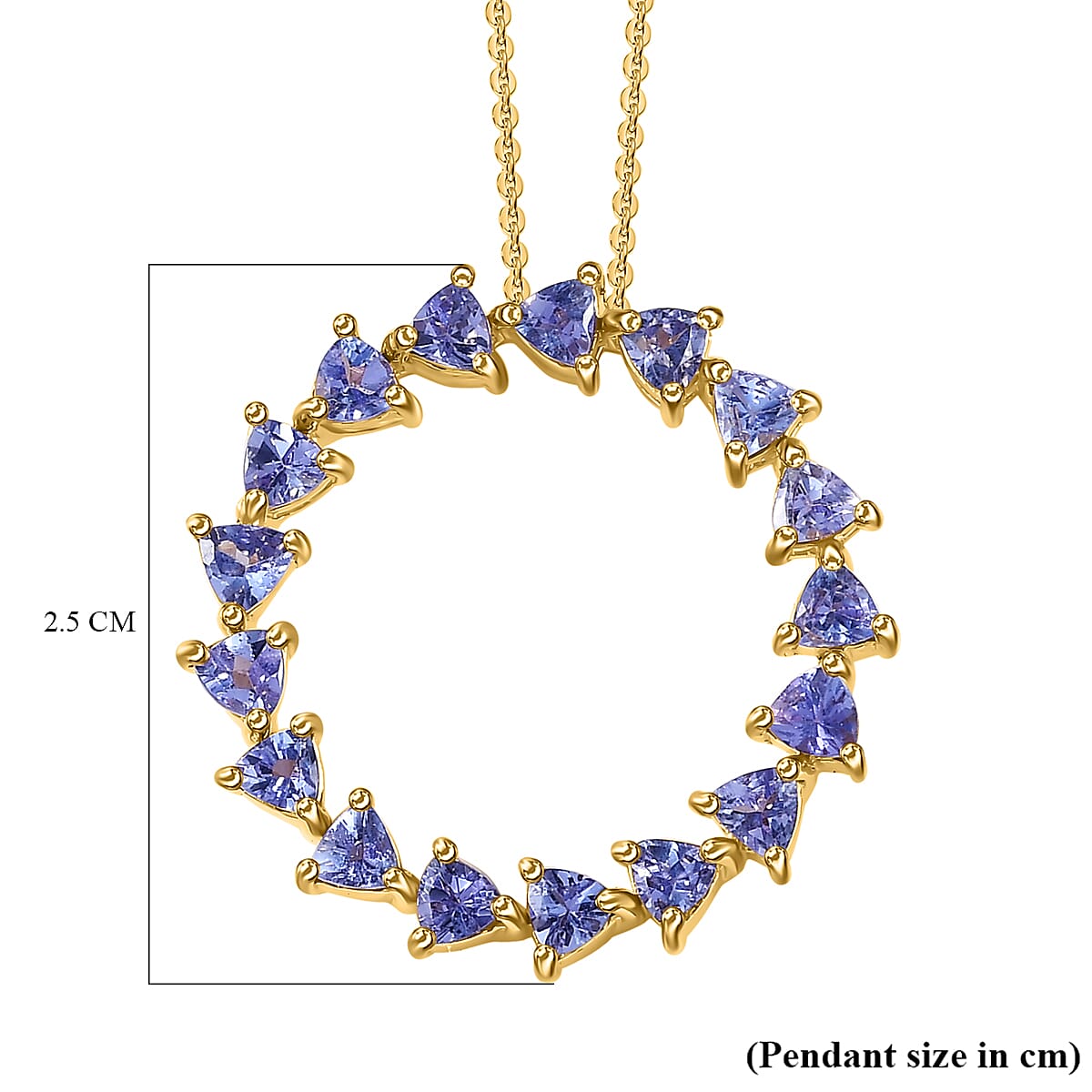 Tanzanite Pendant with Chain (Size 20) in 18K Vermeil Yellow Gold Plated Sterling Silver 1.70 Ct