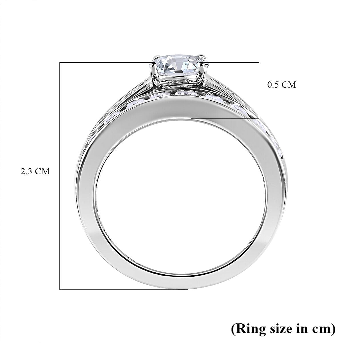 Set of 2 - Moissanite Stackable Ring in Platinum Overlay Sterling Silver 1.85 Ct.