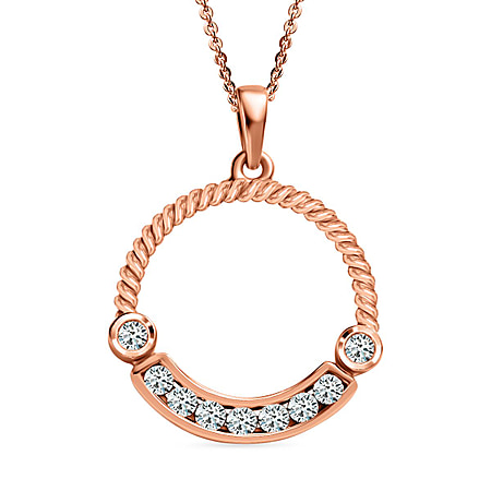 Moissanite Pendant with Chain (Size 20) in 18K Vermeil Rose Gold Plated Sterling Silver