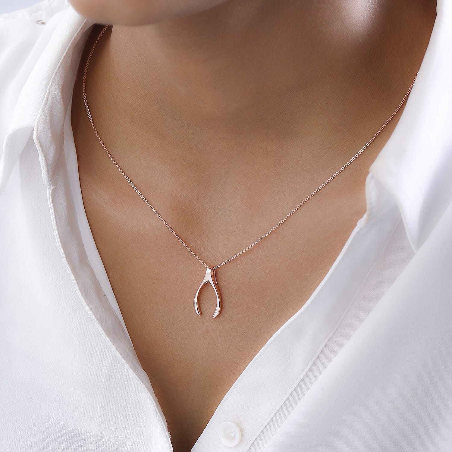 Pendant with Chain (Size - 20) in 18K Vermeil Rose Gold Plated Sterling Silver